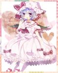  ascot bad_id blue_hair blush bow character_name cupcake frills gingetsu_ringo hat hat_bow heart heart-shaped_pupils highres open_mouth puffy_sleeves red_eyes remilia_scarlet short_hair short_sleeves solo symbol-shaped_pupils touhou wings 
