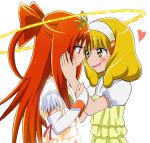  blonde_hair blush commentary_request cure_sunny hairband hand_on_another&#039;s_cheek hand_on_another&#039;s_face hand_on_another's_cheek hand_on_another's_face hino_akane kise_yayoi long_hair magical_girl multiple_girls open_mouth orange_eyes orange_hair precure princess_form_(smile_precure!) short_hair smile smile_precure! suzushiro_yukari tiara 