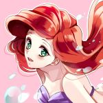  ariel_(disney) blush disney green_eyes kurabayashi red_hair redhead smile solo the_little_mermaid 