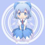 blue_eyes blue_hair bow cirno detached_wings hair_bow ice ice_wings open_mouth puffy_sleeves shiitake_(mm0820) short_hair short_sleeves solo touhou wings 