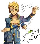  1boy blonde_hair giorno_giovanna green_eyes jojo_no_kimyou_na_bouken parody pun solo steel_ball_run tem_(artist) 