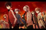  everyone hooded_jacket hoodie jpeg_artifacts kagerou_project open_clothes open_jacket red sweater_vest thighhighs track_jacket una_(lila2) vocaloid 