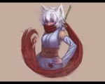  animal_ears brown bukimi_isan grey_hair inubashiri_momiji japanese_clothes ninja red_eyes scarf sword touhou weapon wolfgirl 