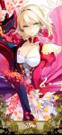  aestus_estus ahoge blonde_hair breasts cleavage cocorip epaulettes fate/extra fate/stay_night fate_(series) large_breasts littlevein89 petals saber_extra sword weapon 