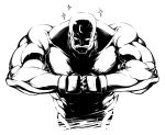  alex_louis_armstrong bald bust facial_hair fullmetal_alchemist high_contrast hyouju_issei male manly monochrome muscle mustache simple_background solo white_background 