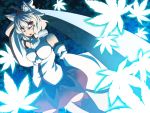  animal_ears bare_shoulders breasts detached_sleeves hat huge_weapon impossible_clothes impossible_shirt inubashiri_momiji kuromiya leaf maple_leaf red_eyes short_hair silver_hair skirt solo sword tail thighhighs tokin_hat touhou weapon white_hair wide_sleeves wolf_ears wolf_tail 