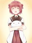  akaza_akari blush closed_eyes double_bun eyes_closed maruki_(punchiki) open_mouth punchiki red_hair redhead short_hair smile solo yuru_yuri 