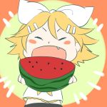  closed_eyes eyes_closed food fruit kagamine_rin natsu_(natume0504) vocaloid watermelon 
