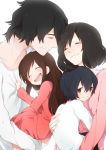  age_difference black_hair brown_eyes brown_hair closed_eyes dress eyes_closed facial_hair family father_and_daughter father_and_son hana_(ookami_kodomo) juugonichi_(wheeliex2) long_hair mother_and_daughter mother_and_son ookami_kodomo_no_ame_to_yuki ookami_otoko short_hair smile stubble yuki_(ookami_kodomo) 