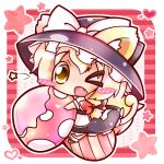  animal_ears apron blonde_hair blush_stickers bow cat_ears cat_tail fang hair_bow hat hat_bow kemonomimi_mode kirisame_marisa long_hair mushroom open_mouth ritateo solo star tail touhou wink witch_hat yellow_eyes 