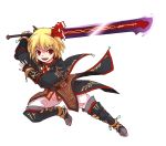  alternate_costume boots final_fantasy final_fantasy_xi fingerless_gloves gloves rumia smile solo sword touhou towie transparent_background weapon 