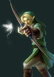  absurdres arrow blonde_hair blue_eyes boots bow_(weapon) fairy fingerless_gloves gloves hat highres link male ocarina_of_time pointy_ears realistic renyu1012 skyward_sword the_legend_of_zelda weapon 