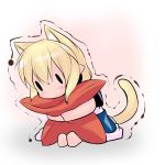  animal_ears blonde_hair blush cat_ears cat_tail chibi hoshizuki_(seigetsu) hug mizuhashi_parsee pillow pillow_hug pointy_ears puru-see short_hair solo tail touhou trembling 