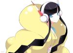  1girl black_hair blue_eyes fur_coat headphones hirako kamitsure_(pokemon) long_hair looking_at_viewer pokemon pokemon_(game) pokemon_bw2 solo twintails very_long_hair 