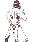  hat himegi japanese_clothes monochrome mononobe_no_futo ponytail skirt sleeves_past_wrists smile solo tate_eboshi touhou 