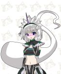  alphes_(style) alternate_costume anger_vein blue_eyes blush felyne kaoru_(gensou_yuugen-an) kirin_(armor) konpaku_youmu konpaku_youmu_(ghost) monster_hunter navel pale_skin parody solo style_parody touhou white_hair 