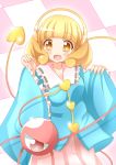  blonde_hair blush cosplay hairband highres kise_yayoi komeiji_satori komeiji_satori_(cosplay) long_sleeves precure short_hair smile_precure! solo third_eye touhou wide_sleeves yellow_eyes zenon_(for_achieve) 