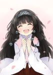  alluka_zoldyck androgynous black_hair closed_eyes eyes_closed hair_ornament happy highres hunter_x_hunter japanese_clothes long_hair male multi-tied_hair open_mouth petals smile solo sura_(mana0703) tears trap 