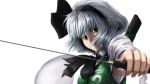  bust highres konpaku_youmu konpaku_youmu_(ghost) m134 solo sword touhou weapon white_background 