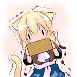  amazon_(company) animal_ears blonde_hair blush box cat_ears cat_tail chibi hoshizuki_(seigetsu) mizuhashi_parsee puru-see solo tail touhou trembling 