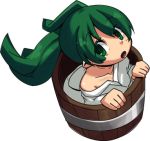  bucket collarbone green_eyes green_hair in_bucket in_container kisume long_sleeves lowres messier_number off_shoulder open_mouth short_hair solo touhou twintails white_background 
