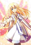  blonde_hair blue_eyes colette_brunel fuupu highres long_hair open_mouth outstretched_arms smile solo spread_arms tales_of_(series) tales_of_symphonia 