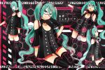  aqua_eyes aqua_hair bespectacled buzz detached_sleeves glasses gloves hatsune_miku headset long_hair looking_at_viewer open_mouth smile solo thigh-highs thighhighs twintails very_long_hair vocaloid zettai_ryouiki 