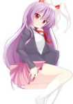  :o animal_ears bunny_ears chimunge highres long_hair necktie purple_hair rabbit_ears red_eyes reisen_udongein_inaba simple_background skirt socks solo touhou white_background 