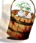  blood bucket green_hair hair_bobbles hair_ornament ikmg in_bucket in_container kisume long_sleeves short_hair solo touhou twintails wide_sleeves yellow_eyes 