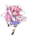  angel_beats! demon_tail highres kuena long_hair pink_eyes pink_hair school_uniform solo tail twintails two_side_up yui_(angel_beats!) 