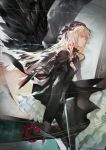  black_wings blonde_hair hairband red_eyes rozen_maiden solo suigintou twh_(artist) wings 