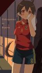  1966 animal_ears brown_eyes brown_hair character_request euro_2012 glastonbury1966 ranguage shorts soccer_uniform solo spain spanish strike_witches tail 