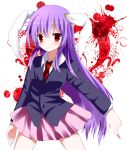  animal_ears blazer blood blush breasts bunny_ears long_hair necktie purple_hair rabbit_ears red_eyes reisen_udongein_inaba skirt smile solo touhou very_long_hair yuikuroneko 