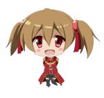  bad_id blush_stickers brown_hair chibi hair_ornament highres open_mouth red_eyes short_hair short_twintails silica solo sword_art_online twintails yunotimo 