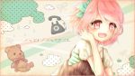  bad_id blush bow hair_bow hello/how_are_you_(vocaloid) open_mouth pink_eyes pink_hair saya7 short_hair smile solo vocaloid 