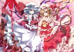  absurdres ascot blonde_hair chain chains collaboration crystal flandre_scarlet frills hair_ribbon hat hat_ribbon highres jewelry kurono_yuzuko laevatein multiple_girls nironiro open_mouth puffy_sleeves red_eyes remilia_scarlet ribbon short_hair short_sleeves siblings side_ponytail silver_hair smile spear_the_gungnir touhou weapon wings wrist_cuffs 