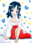  alternate_costume blue_eyes blue_hair gohei heart heartcatch_precure! japanese_clothes kurumi_erika long_hair miko precure ruriruri smile solo wavy_hair 