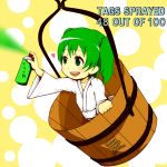  bucket can collarbone grand_theft_auto green_eyes green_hair heart i.u.y in_bucket in_container kisume long_sleeves open_mouth parody short_hair solo spray_can touhou twintails wide_sleeves 