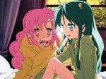  blue_eyes eye_makeup eyeliner green_hair highres horns kururock kururu_(kururock) long_hair lucky_star lum makeup multiple_girls pink_eyes pink_hair ran ran_(urusei_yatsura) urusei_yatsura 