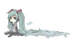 bad_id beni_shouga_(benisyouga0612) chibi detached_sleeves hatsune_miku long_hair looking_at_viewer mini_wings necktie simple_background sitting skirt sleeves_past_wrists solo twintails very_long_hair vocaloid white_background 