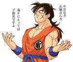  black_eyes black_hair clothes_writing dragon_ball dragon_ball_z dragonball_z male muscle origami_(red) scar solo translation_request white_background wristband yamcha 
