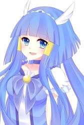  1girl aoki_reika blue_dress blue_eyes blue_hair breasts bust choker cure_beauty dress hair_tubes head_wings long_hair magical_girl open_mouth precure smile smile_precure! solo tiara utame17 wrist_cuffs 