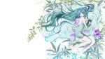  barefoot dress flower flowers hatsune_miku long_hair mariwai_(marireroy) vocaloid white 