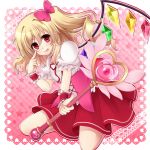  :p blonde_hair flandre_scarlet heart holding magical_girl outline red_eyes rokutelie side_ponytail solo star tongue touhou wand wings wrist_cuffs 