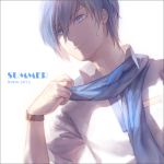  blue_eyes blue_hair kaito male robinexile scarf solo sweat vocaloid 