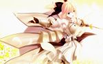  armor blonde_hair bow dress fate/stay_night fate/unlimited_codes ponytail saber_lily weapon 