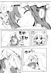  chibi ear_blowing kirisame_marisa lightbulb monochrome patchouli_knowledge rock_heart smile touhou translation_request yuri 