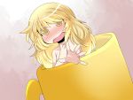 aenobas bare_shoulders blonde_hair blush chibi collarbone cup hammer_(sunset_beach) in_container in_cup kirisame_marisa long_hair minigirl miniskirt nude open_mouth skirt solo touhou yellow_eyes 