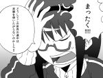  akemi_homura alternate_costume anger_vein angry bespectacled black_hair closed_eyes comic glasses gogiga_gagagigo gradient gradient_background hairband long_hair mahou_shoujo_madoka_magica monochrome open_mouth sweat teeth track_suit translated translation_request 