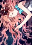  bowtie closed_eyes cover eyes_closed flower hair_ornament highres long_hair open_mouth original pink_hair solo star tan_(tangent) 